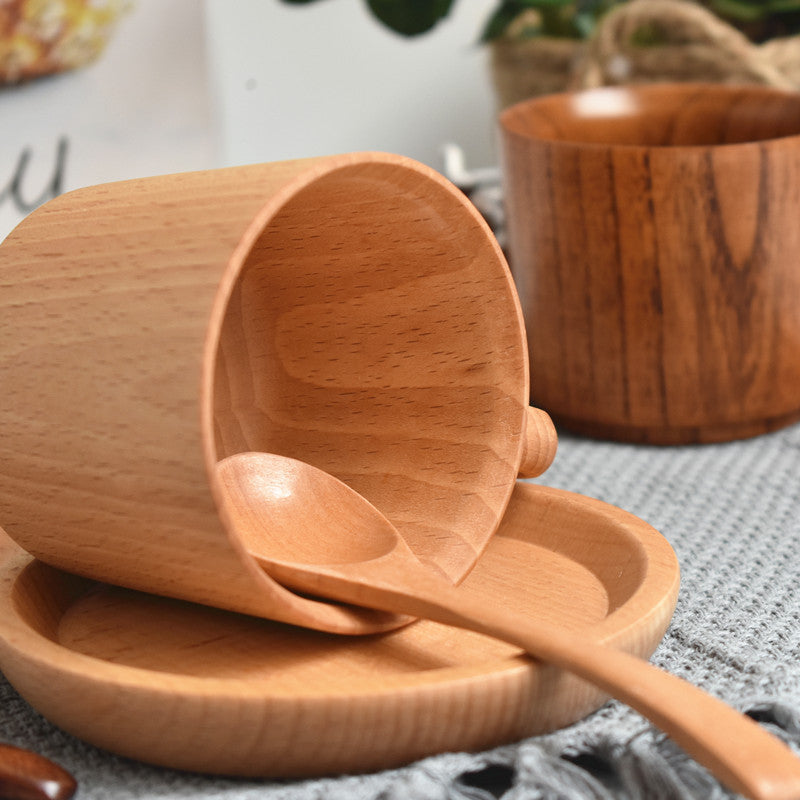 Coffee cup/saucer/spoon made from sustainable beech