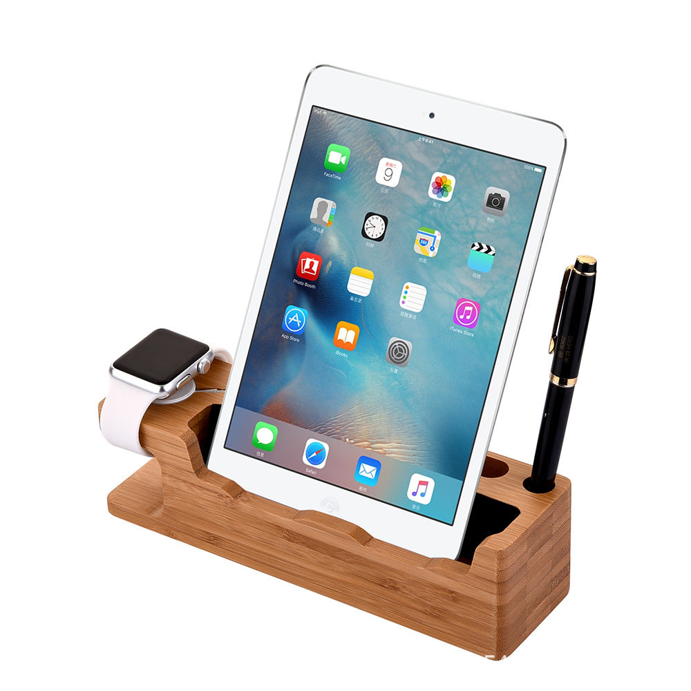 Iphone and iwatch bamboo charging console