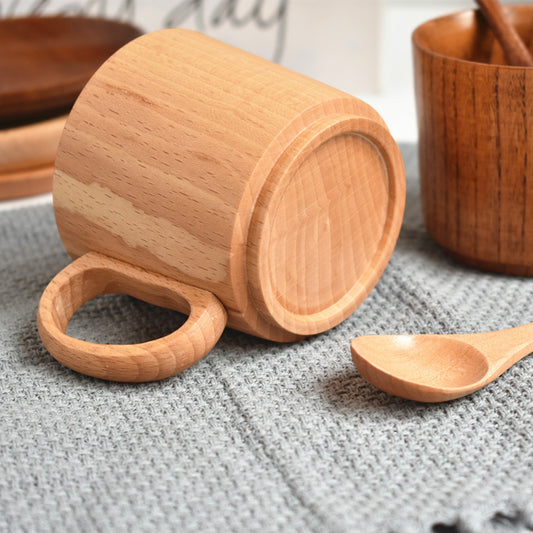 Coffee cup/saucer/spoon made from sustainable beech