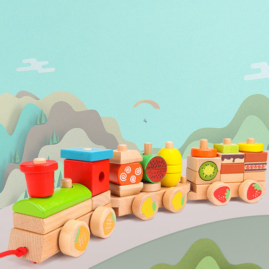 3 Piece Children's Fruit Wooden Train (Educational Toy)