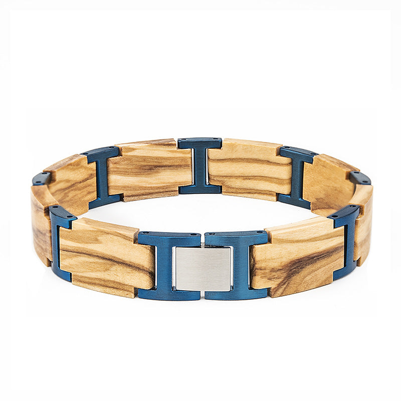 Sandalwood/stainless steel bracelet, unisex