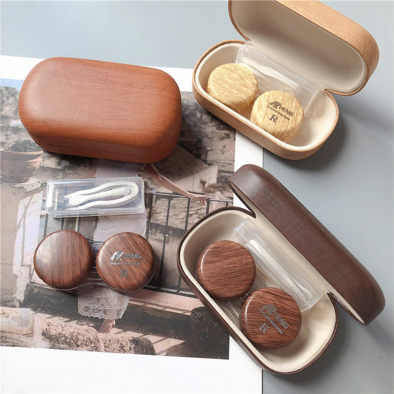 Wooden contact lens case