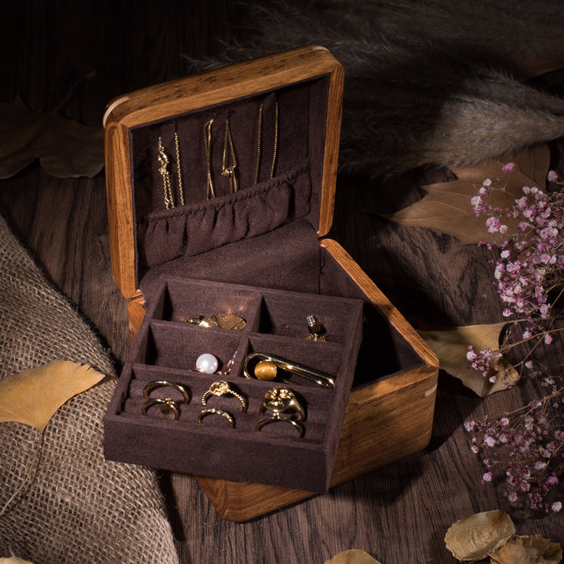 Handcrafted two-ply rosewood/American maple travel jewelry box