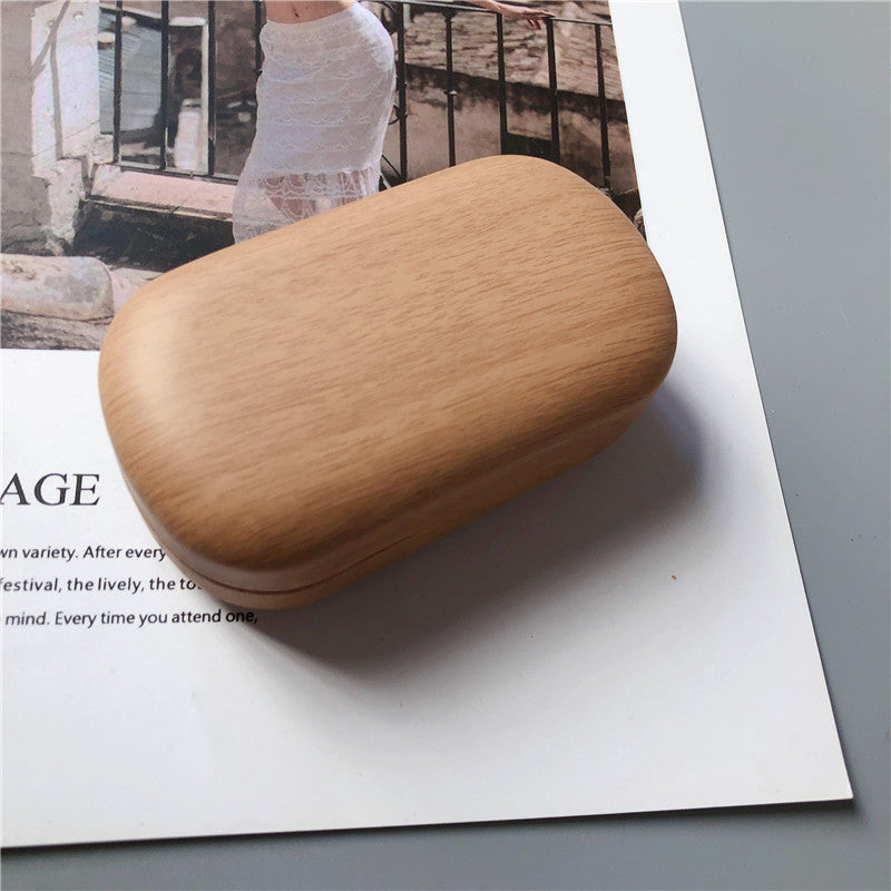 Wooden contact lens case