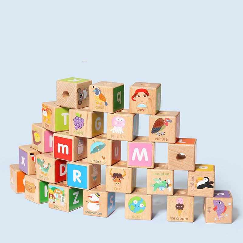 Wooden train puzzle, educational toy (alphabet, animal pictures)