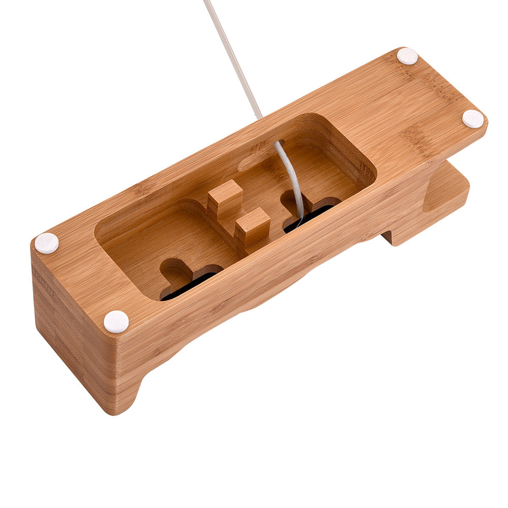 Iphone and iwatch bamboo charging console