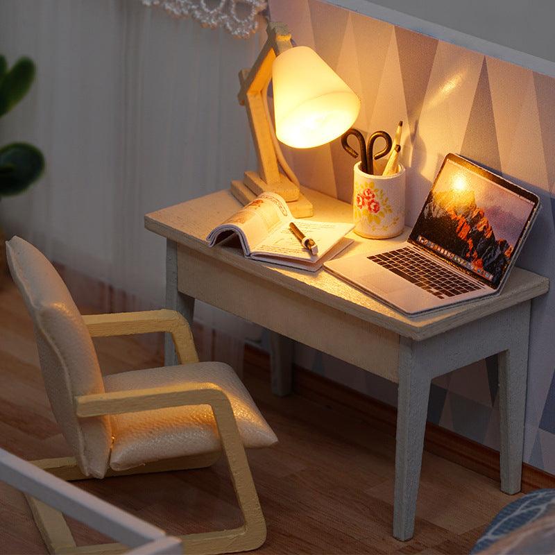 DIY wooden dollhouse, with LED lighting