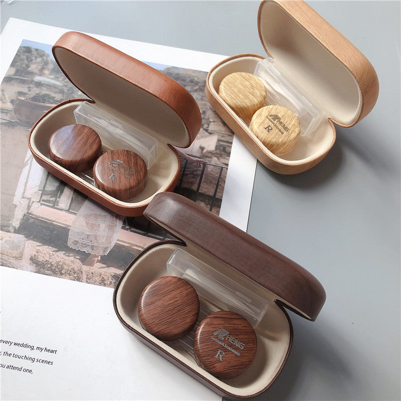 Wooden contact lens case